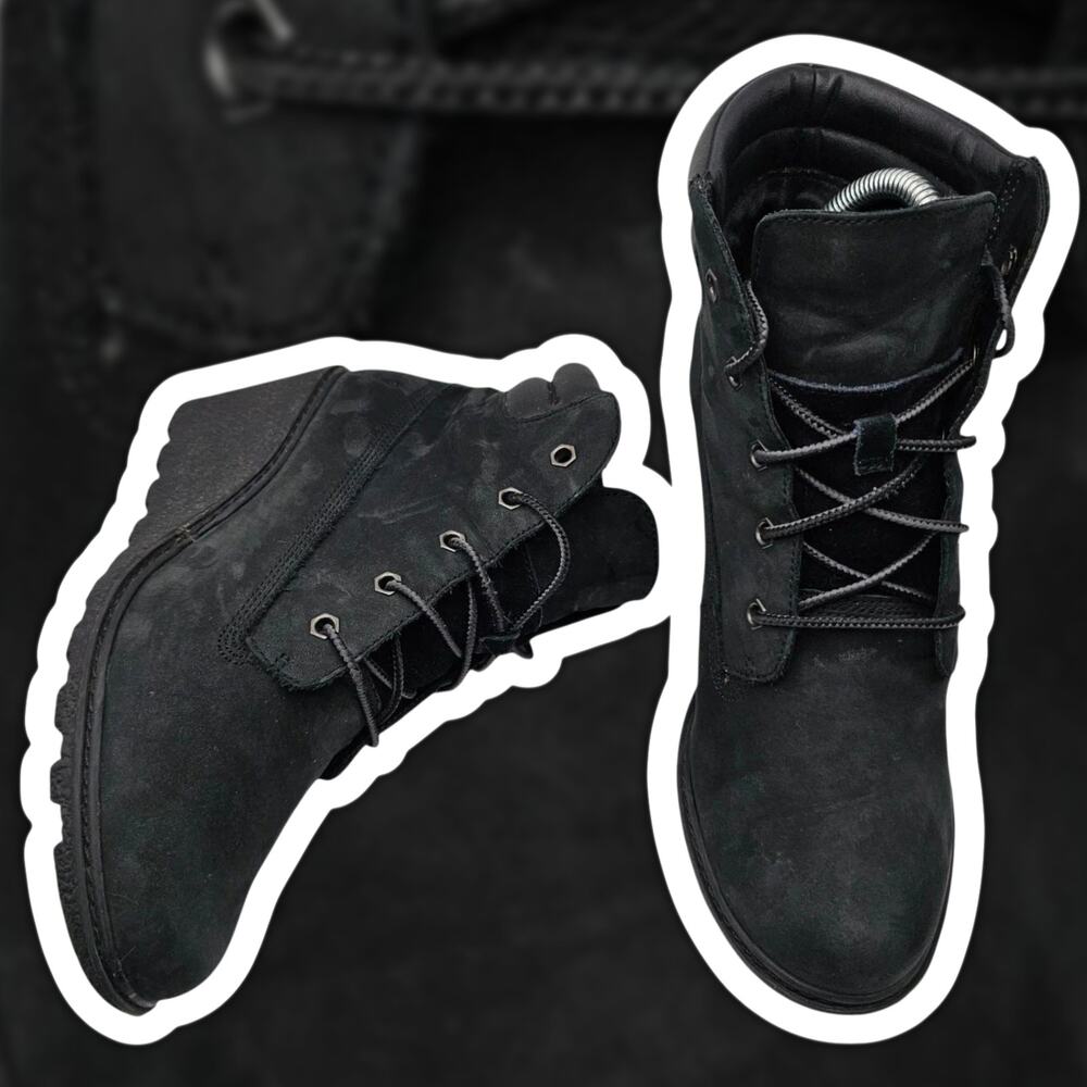 Timberland Earthkeepers Amston Womens 8 Black Suede Leather Wedge Boots Comfort